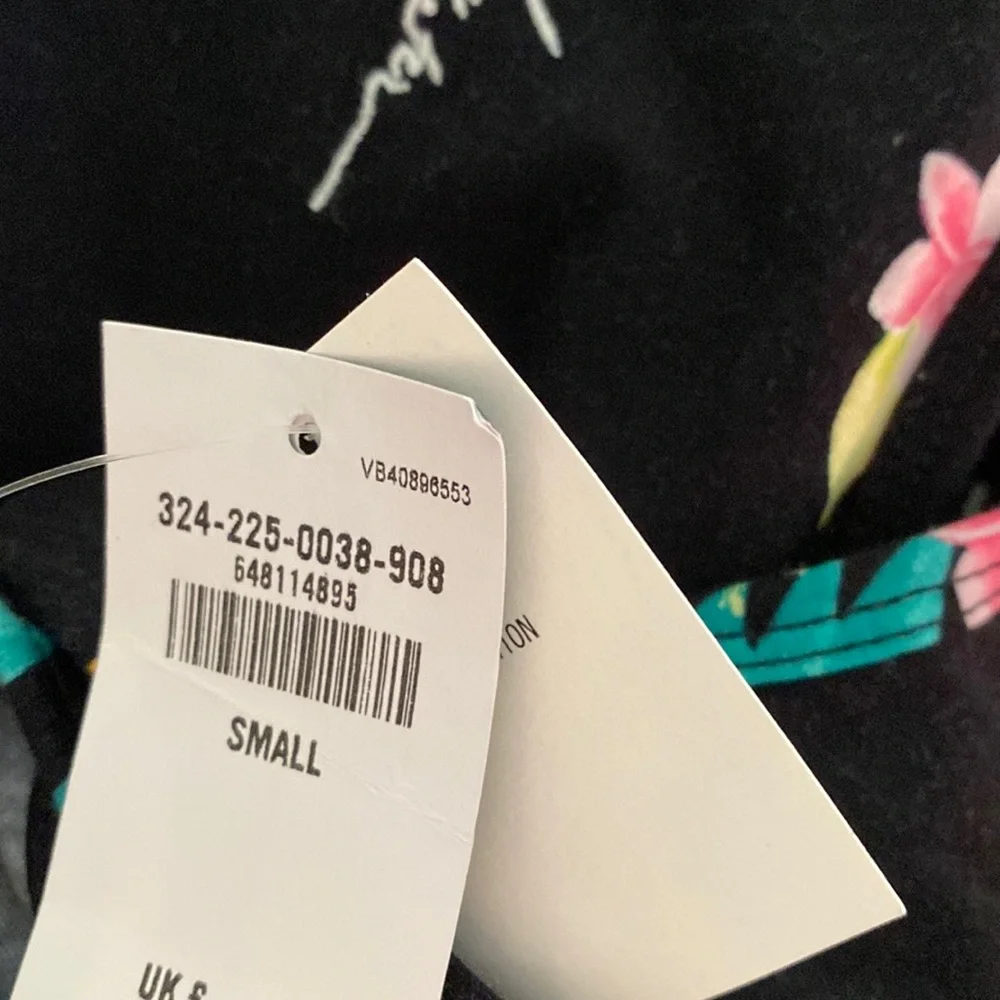 Hollister; Black Neon Tropical Flower Tank Top Sleeveless - Picture 6 of 7